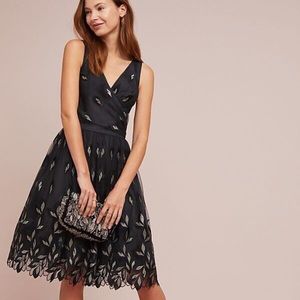 Anthropologie Shoshanna Midnight Black and Gold dress 6 NWT